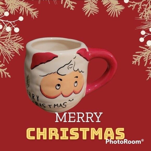 Santa Mug COFFEE cup international cookies milk merry jolly Christmas Retro - Picture 4 of 16